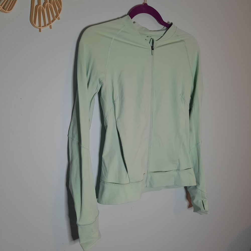 Lululemon Cross Chill Jacket Mint Green RepelShell Running Full Zip Size 6, Nulu